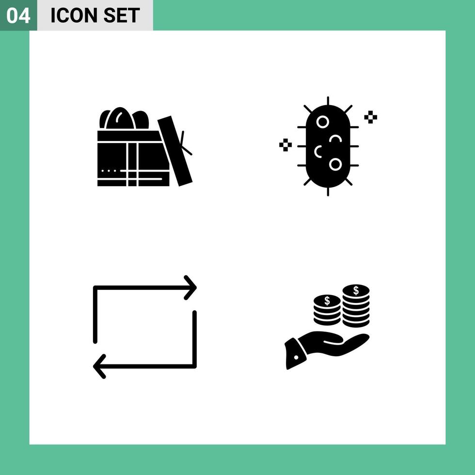 uppsättning av 4 kommersiell fast glyfer packa för gåva spela dag biologi besparingar redigerbar vektor design element