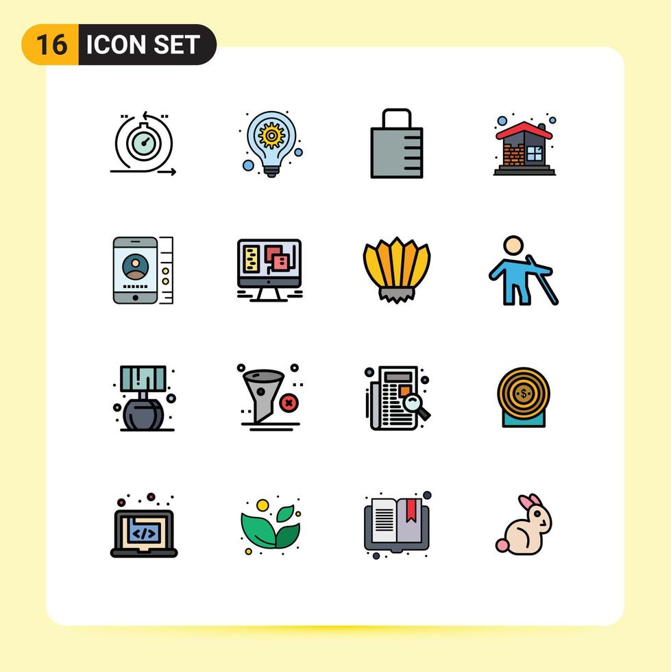 16 tematiska vektor platt Färg fylld rader och redigerbar symboler av vägg konstruktion seo redskap byggnad säkerhet redigerbar kreativ vektor design element