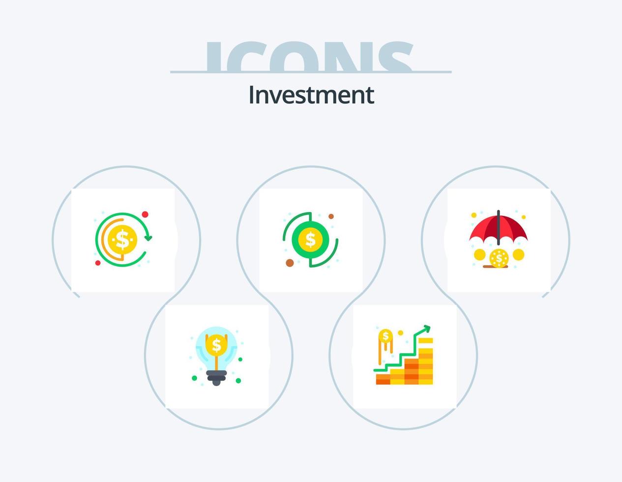 investering platt ikon packa 5 ikon design. investering. finansiera. valuta. pengar. mynt vektor