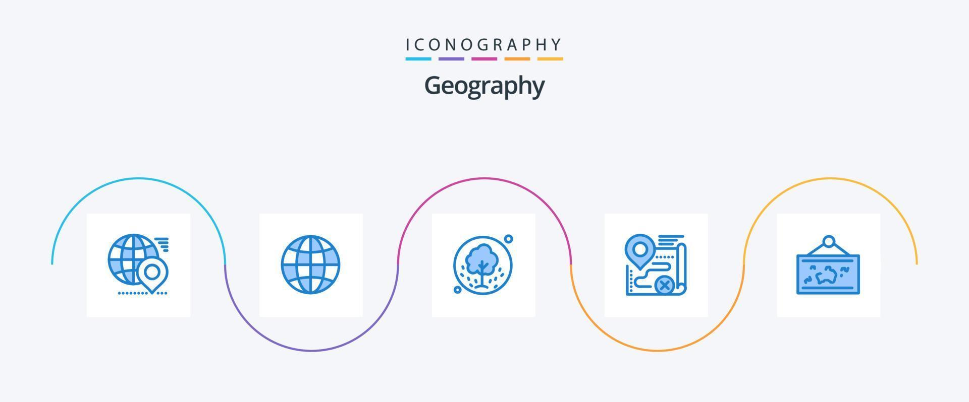 Geographie blau 5 Icon Pack inklusive Ziel. Karte. Netz. Natur. Pflanze, Anlage vektor