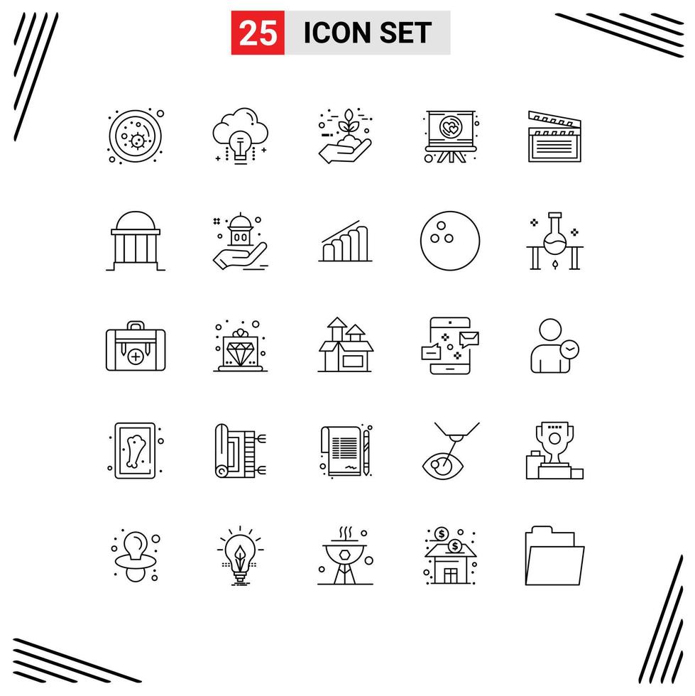25 kreative Symbole, moderne Zeichen und Symbole der Romantik, Liebe, leichtes Herz, grün, editierbare Vektordesign-Elemente vektor