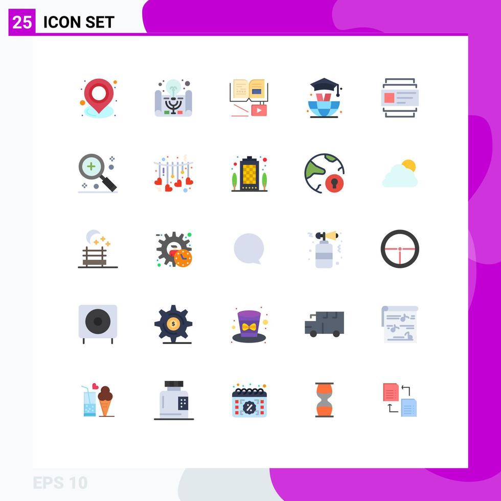 Stock Vector Icon Pack mit 25 Zeilenzeichen und Symbolen für ID Graduierung Projektmanagement Bildung Bildung editierbare Vektordesign-Elemente