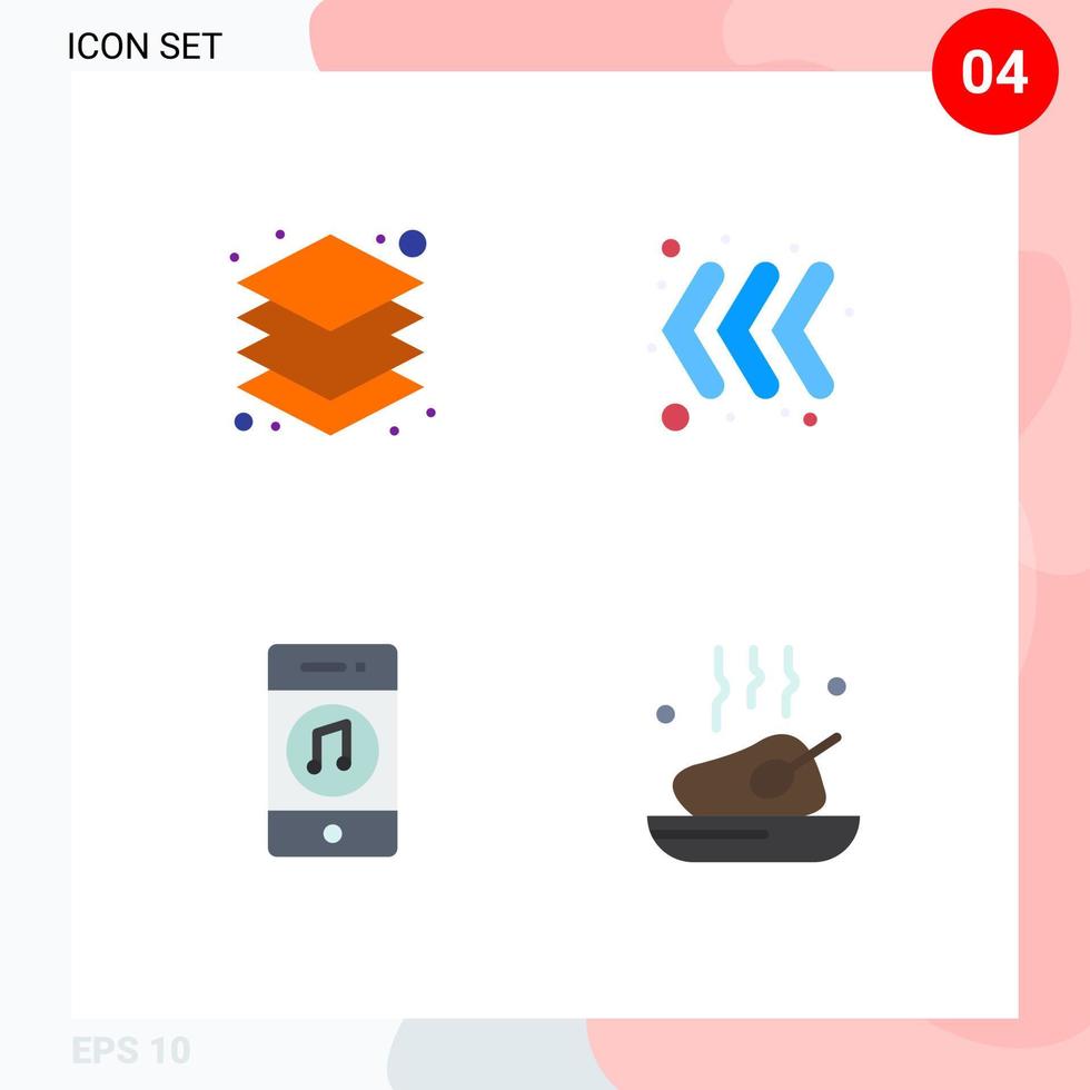 platt ikon packa av 4 universell symboler av lager musik design vänster social redigerbar vektor design element