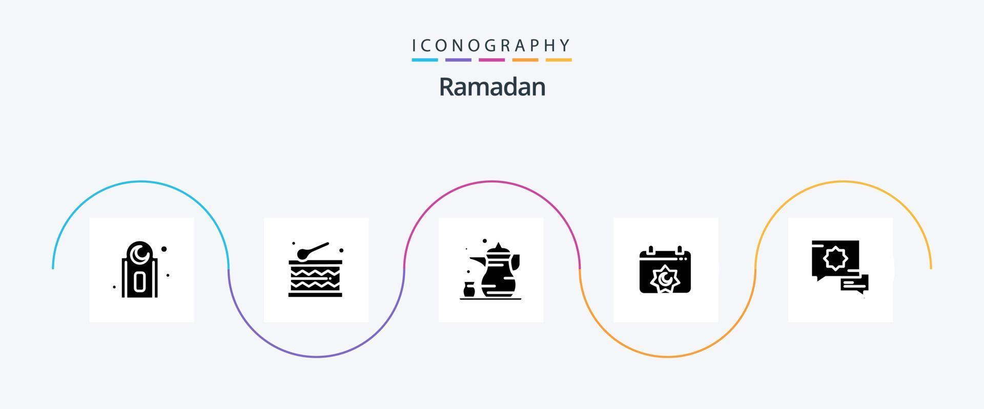 Ramadan Glyphe 5 Icon Pack inklusive islamischer . Kalender . Ramadan vektor