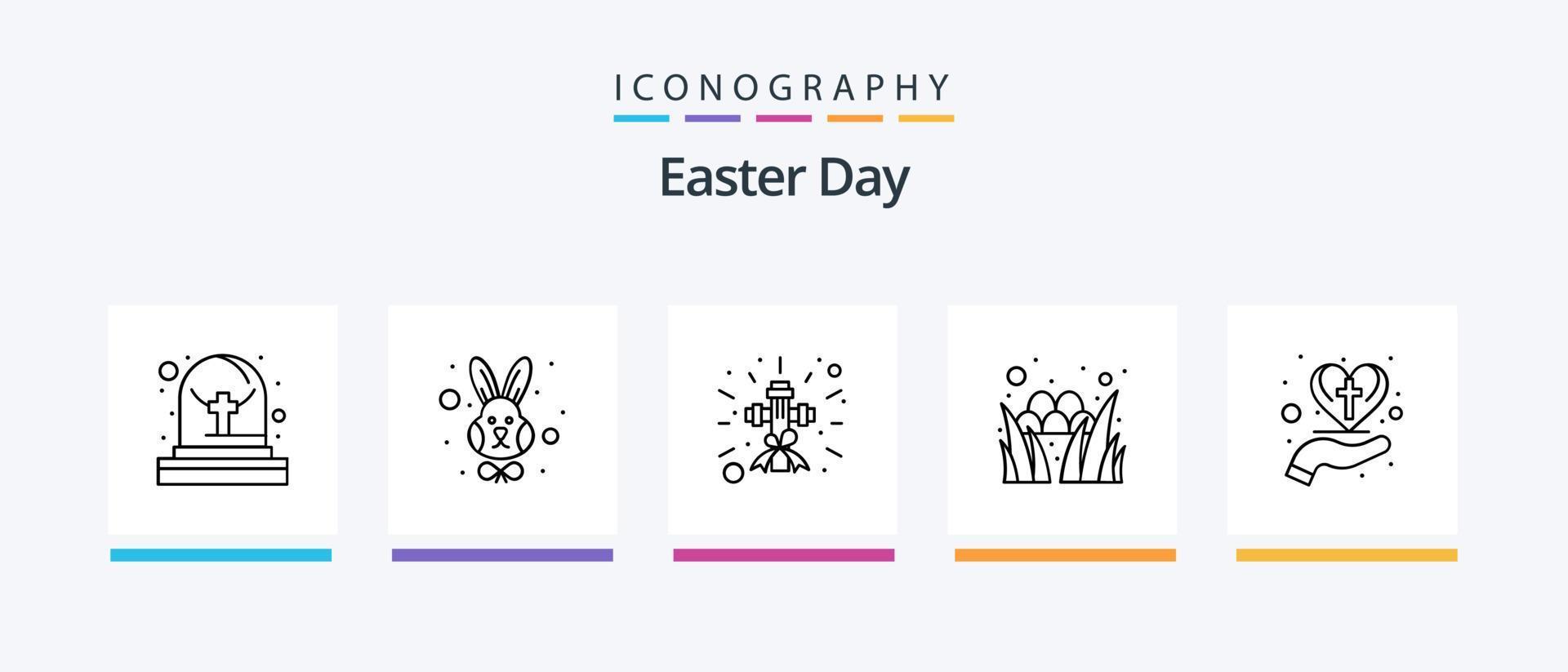 Easter Line 5 Icon Pack inklusive gebraten. Feder. kreuzen. die Schafe. Ostern. kreatives Symboldesign vektor