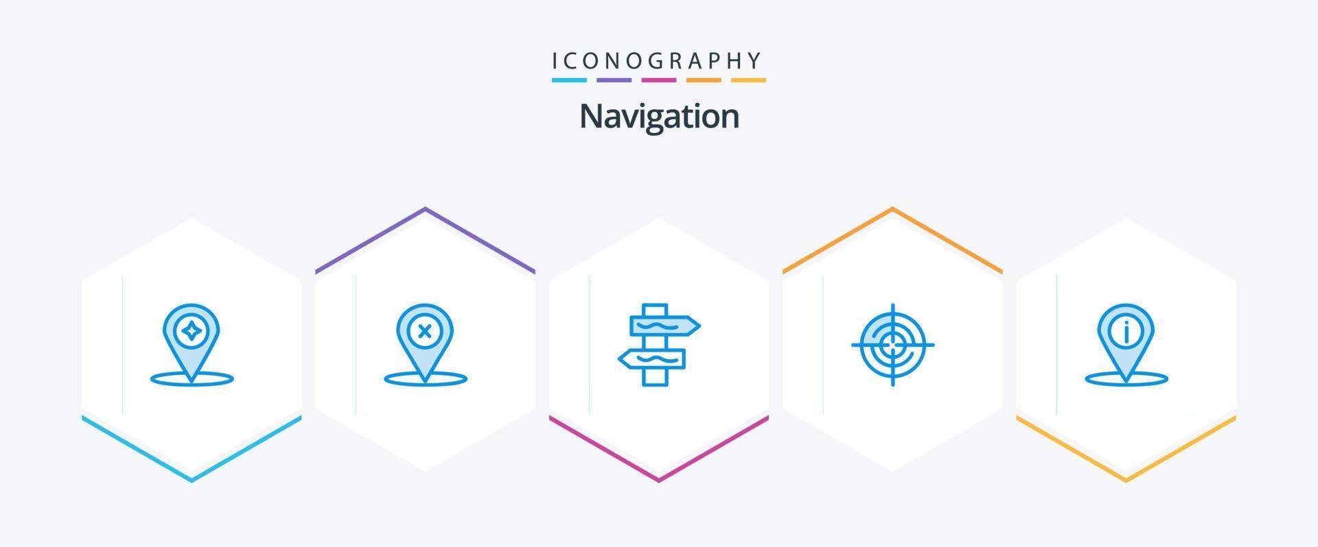 Navigation 25 blaues Icon Pack inklusive Ort. Lage. Index. Navigation. GPS vektor