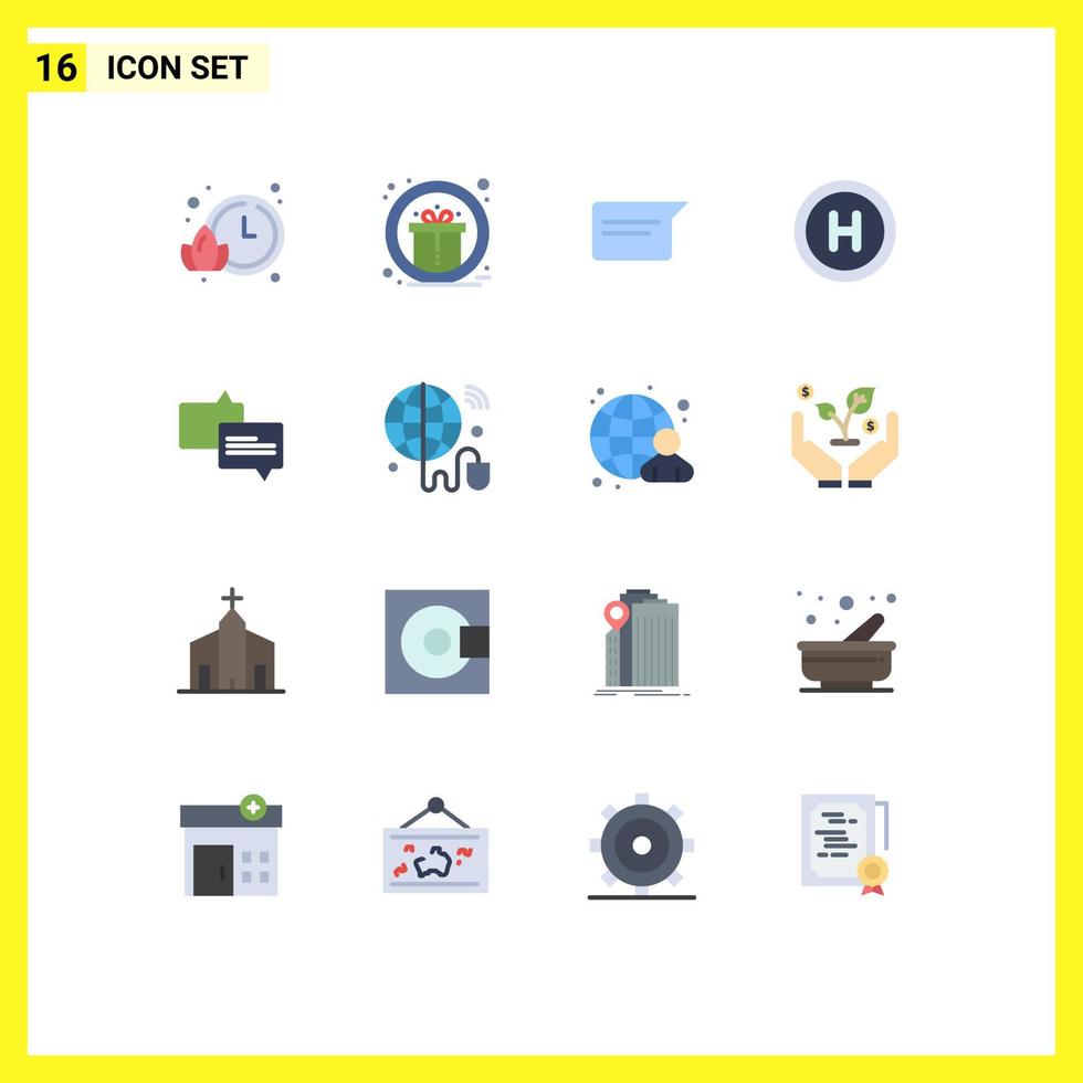 mobil gränssnitt platt Färg uppsättning av 16 piktogram av internet av saker post grundläggande chatt sjukhus redigerbar packa av kreativ vektor design element