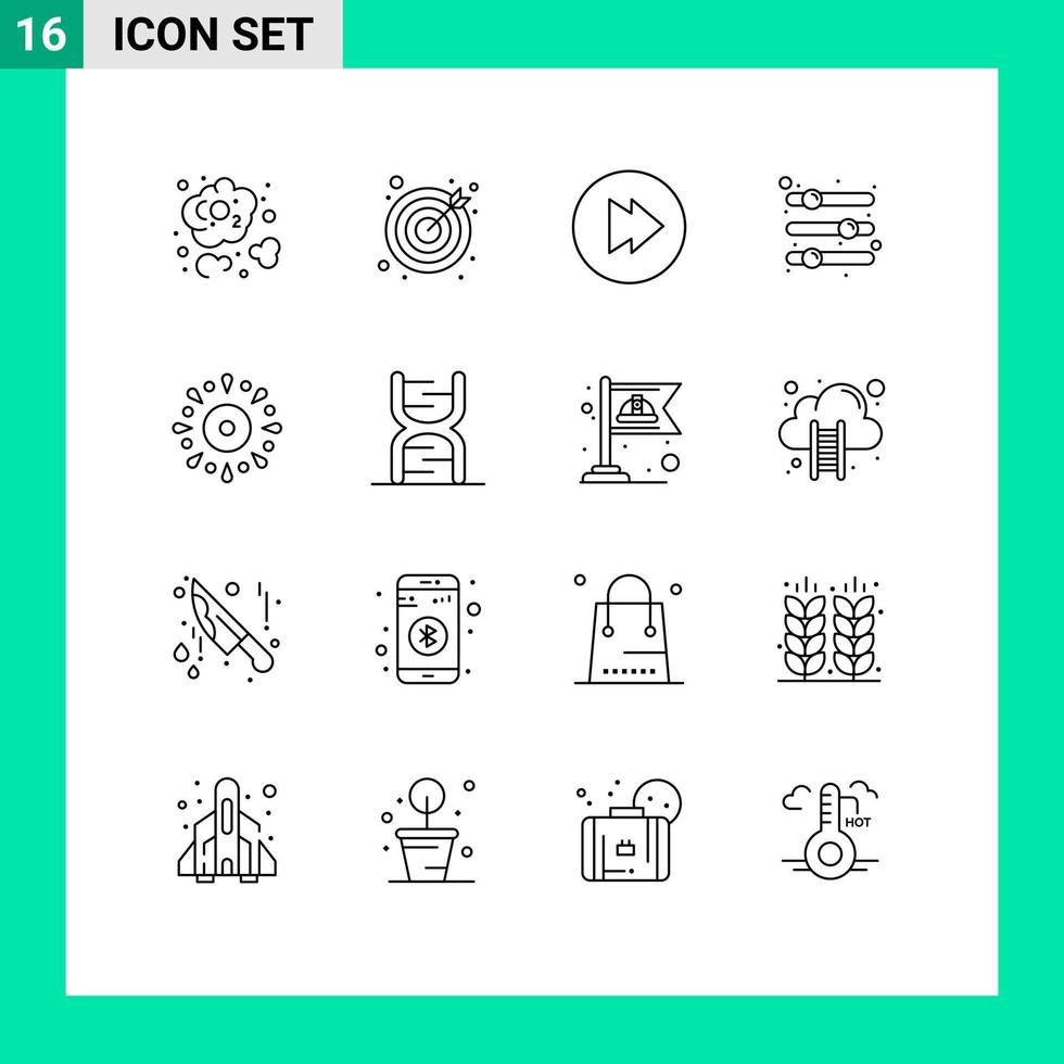 uppsättning av 16 modern ui ikoner symboler tecken för Semester händelse multimedia firande preferens redigerbar vektor design element
