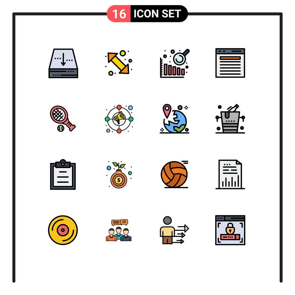 Stock-Vektor-Icon-Paket mit 16 Zeilenzeichen und Symbolen für Schläger-Website nach rechts suchen, um bearbeitbare kreative Vektordesign-Elemente zu finden vektor
