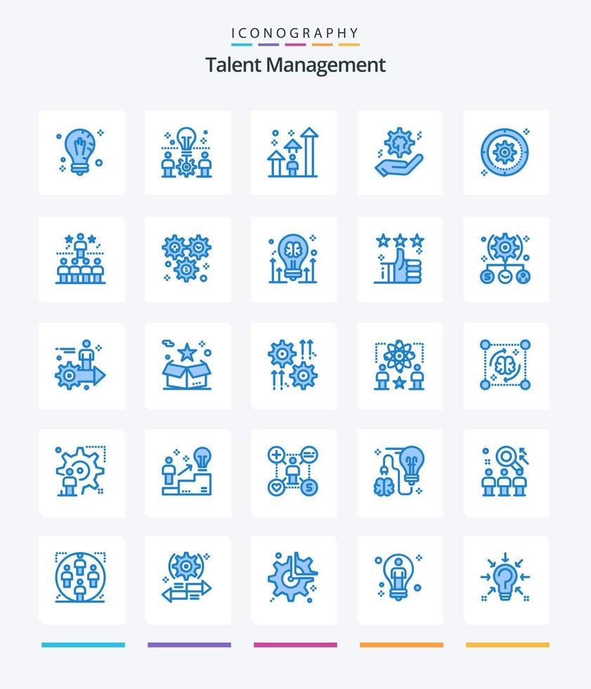 kreatives talentmanagement 25 blaues symbolpaket wie zahnrad. Einstellung. Lösung. Werdegang. Pfeil vektor