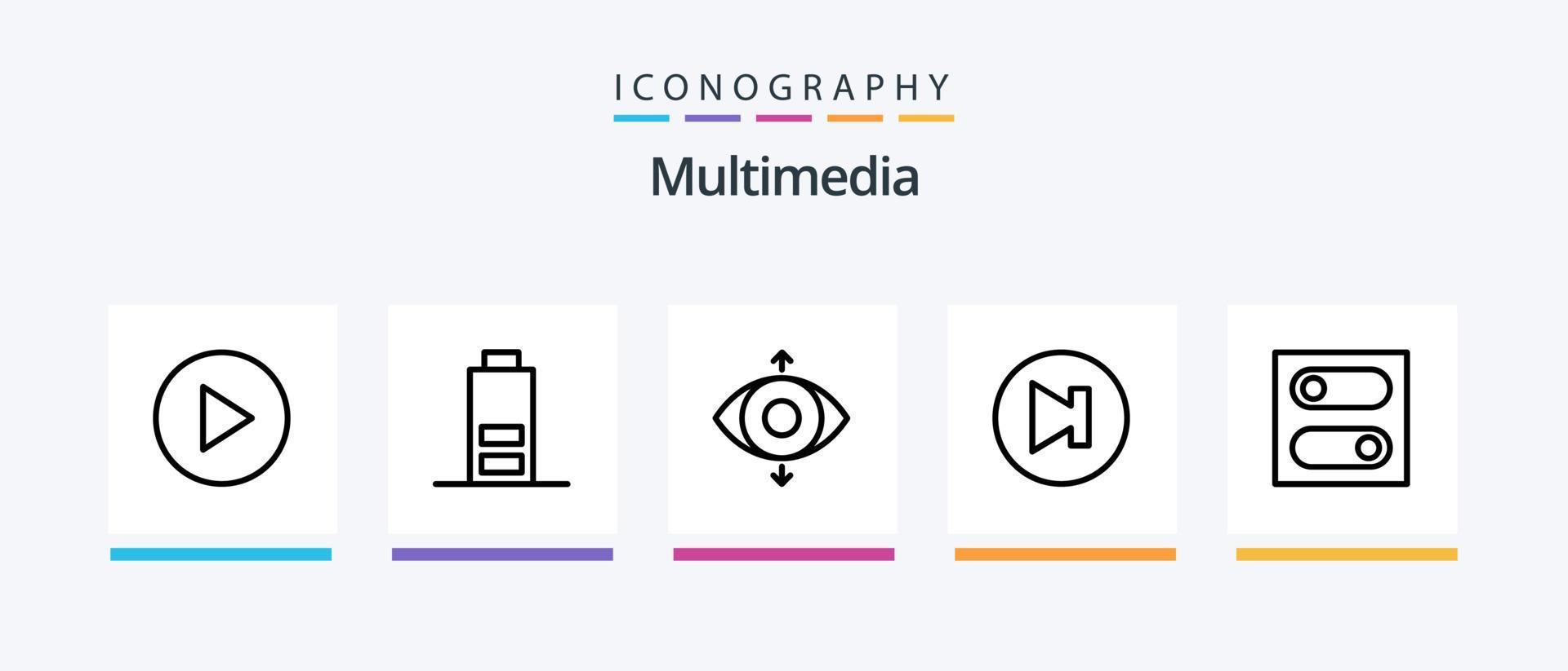 Multimedia Line 5 Icon Pack inklusive . Installieren. Multimedia. kreatives Symboldesign vektor