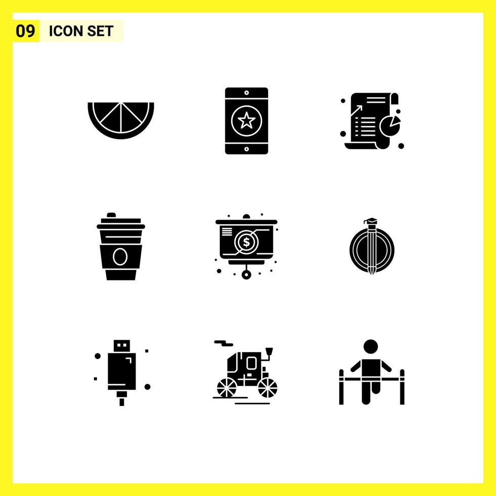 9 kreativ ikoner modern tecken och symboler av Diagram presentation Diagram dryck dryck redigerbar vektor design element