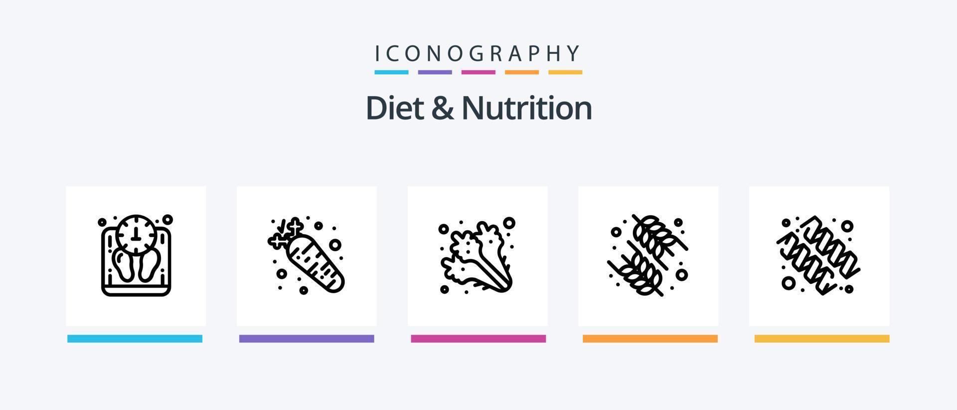 diet och näring linje 5 ikon packa Inklusive mat. skala. näring. vikt. diet. kreativ ikoner design vektor