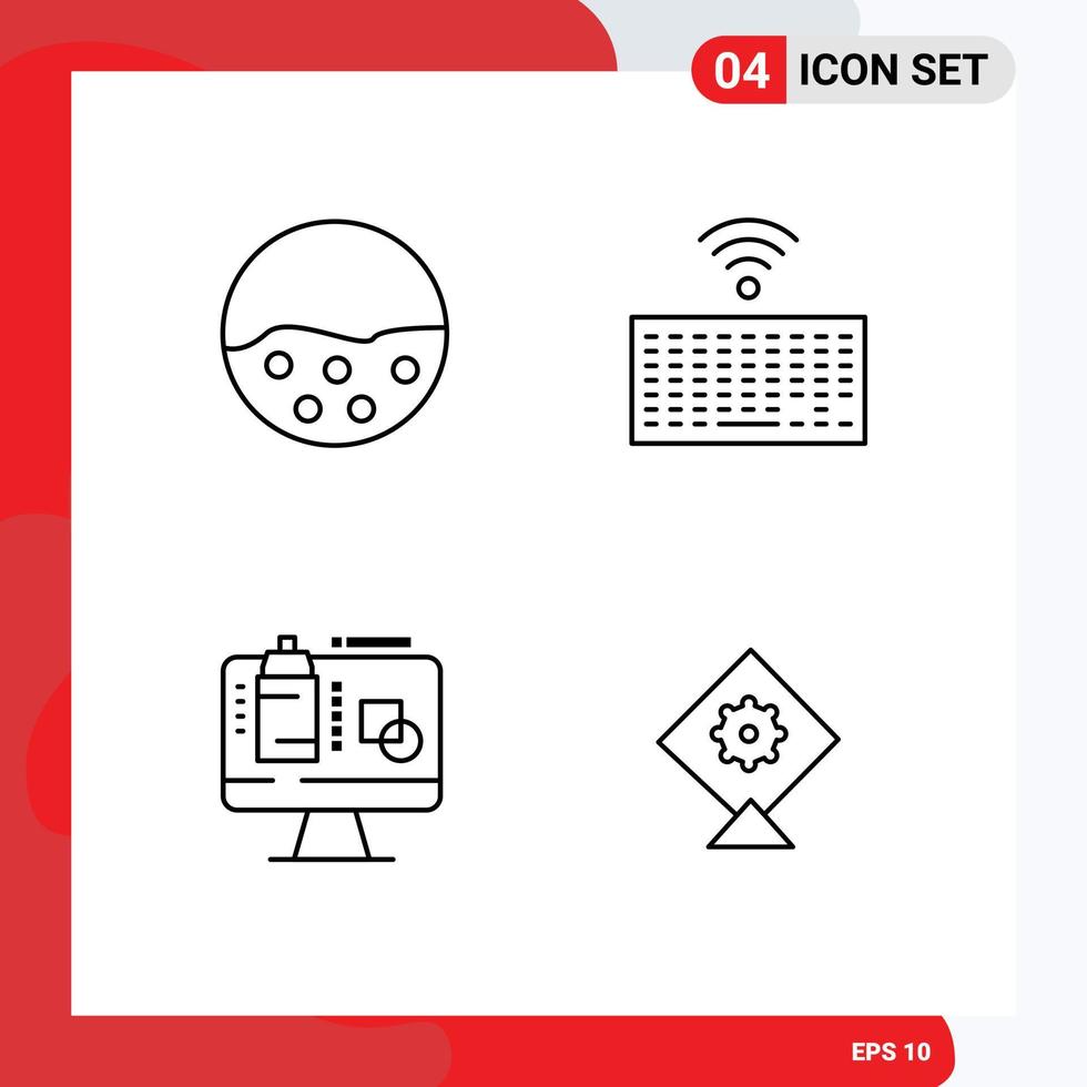 4 kreativ ikoner modern tecken och symboler av pigment dator hud tangentbord data redigerbar vektor design element