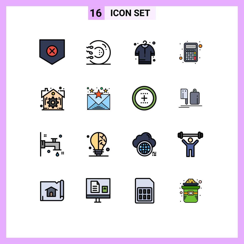 moderner Satz von 16 flachen, farbig gefüllten Linien Piktogramm von realen Interface-Medizin-Interaktions-Apps editierbare kreative Vektordesign-Elemente vektor