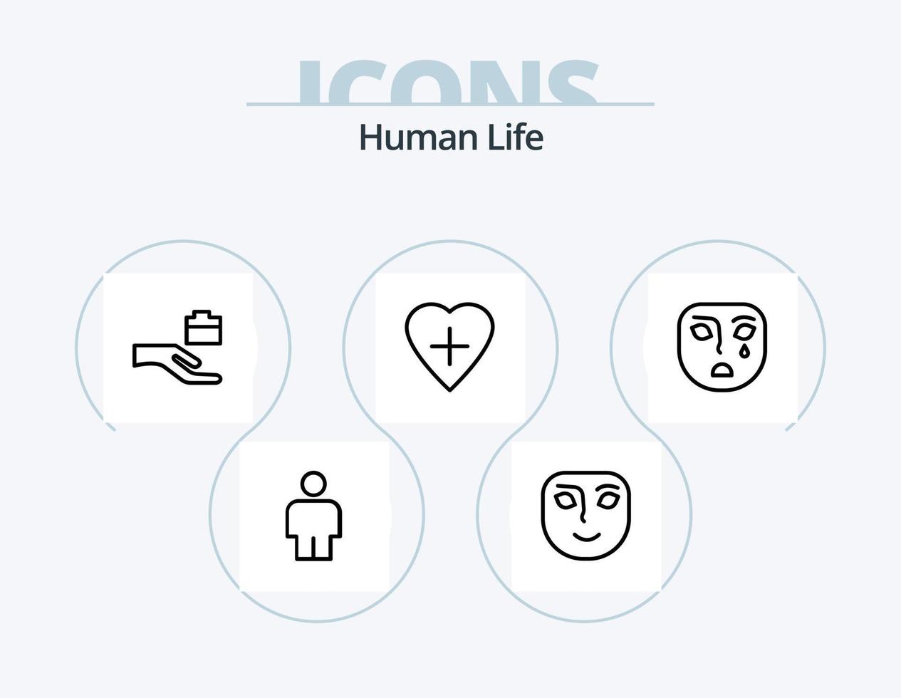 menschliche Linie Icon Pack 5 Icon Design. traurig. Gesicht. Pflege. Emotion. Mensch vektor