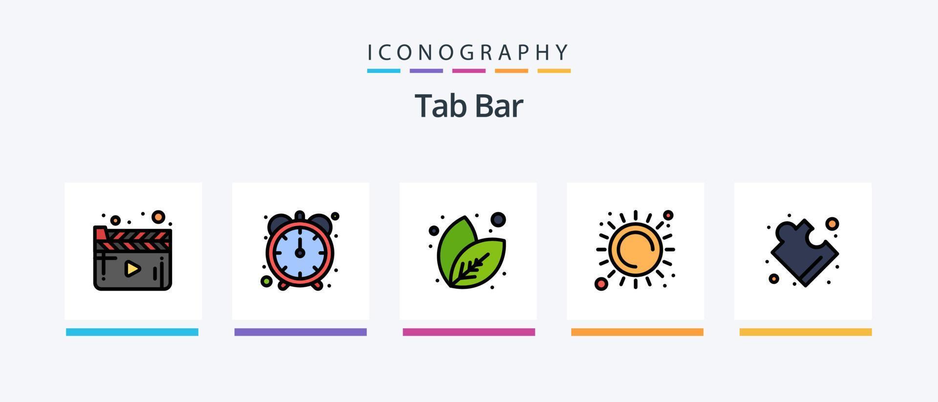 Tab-Leiste Zeile gefüllt 5 Icon Pack einschließlich . Stift. Ball. Karte. Wunschzettel. kreatives Symboldesign vektor