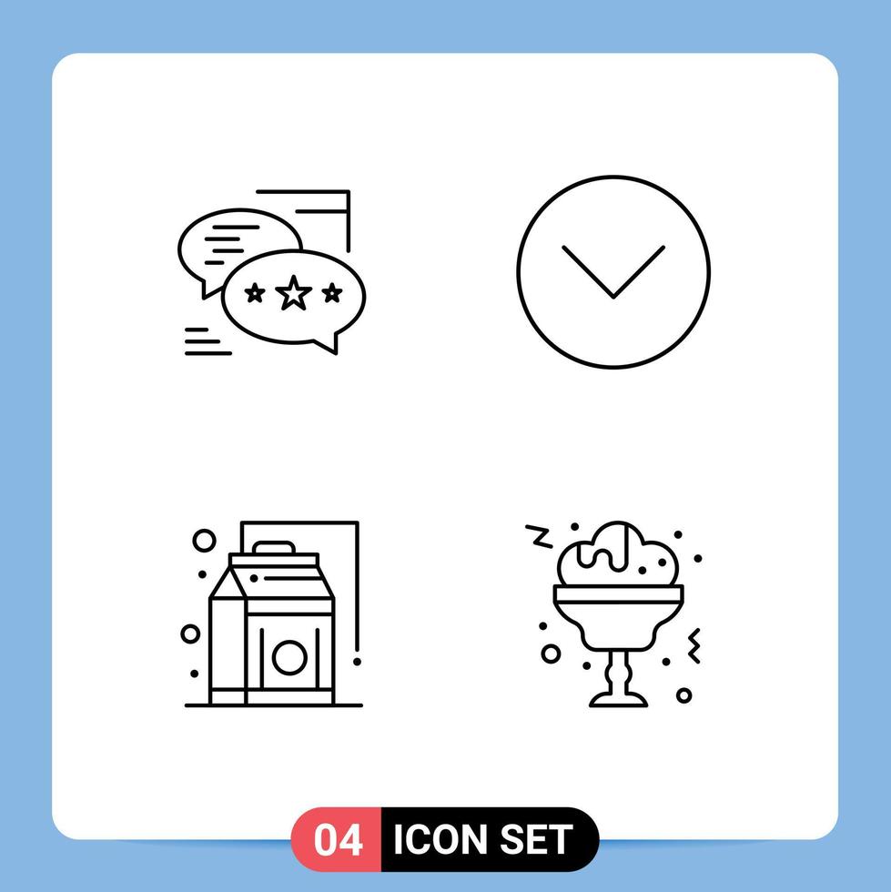 4 universell linje tecken symboler av chatt mat meddelanden media Produkter redigerbar vektor design element