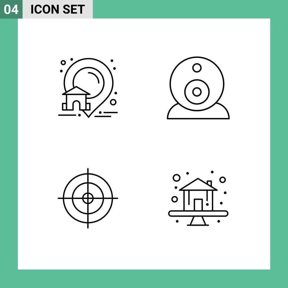 modern uppsättning av 4 fylld linje platt färger pictograph av egendom sporter verklig webbkamera Hem redigerbar vektor design element