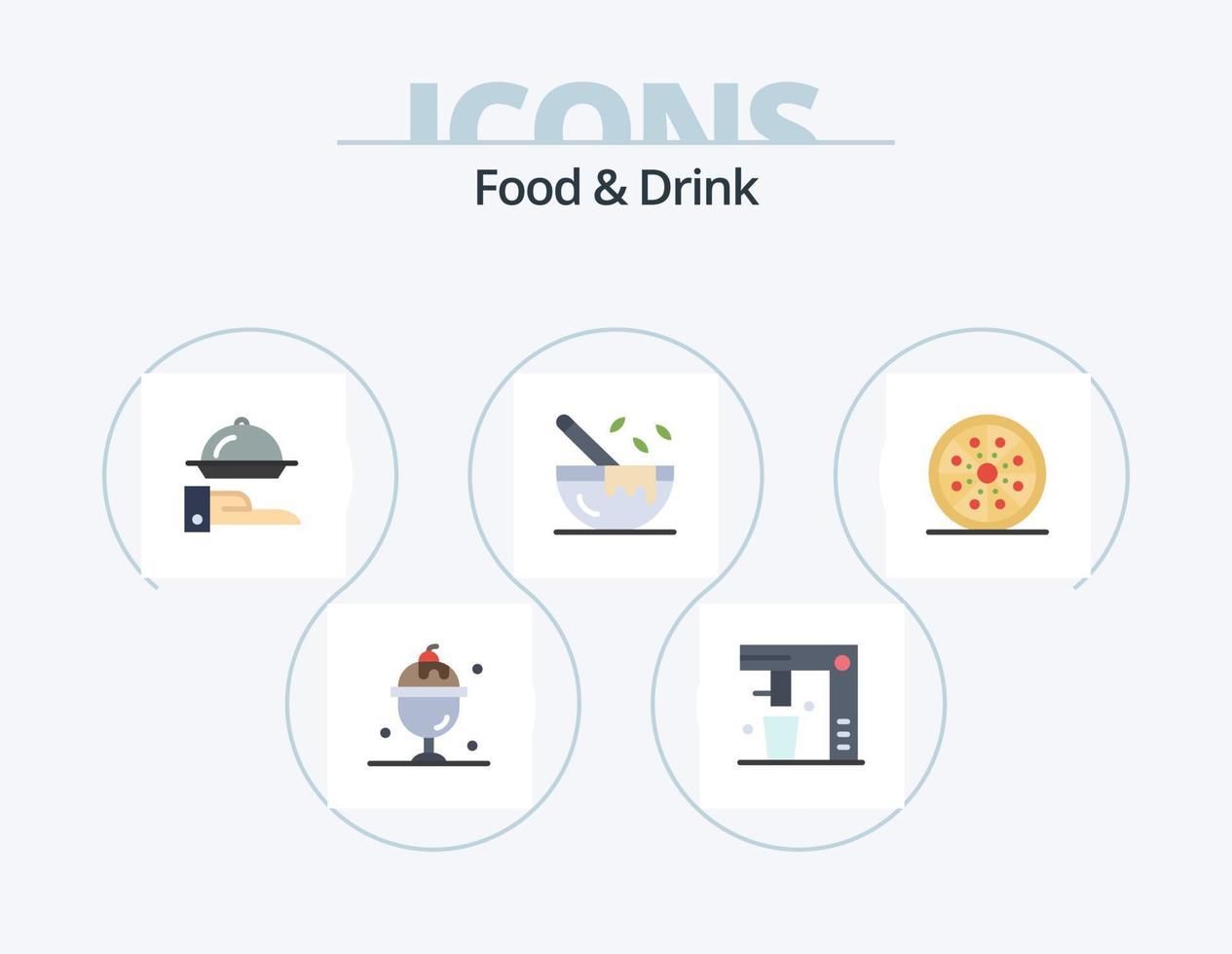 Essen und Trinken flach Icon Pack 5 Icon Design. Geschirr. Sieden. Lebensmittel. Restaurant vektor