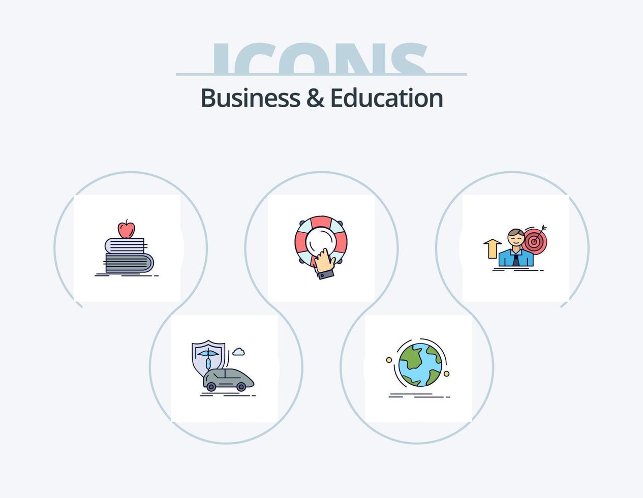 Business- und Bildungslinie gefüllt Icon Pack 5 Icon Design. Schule. Idee. Hände. kreativ vektor