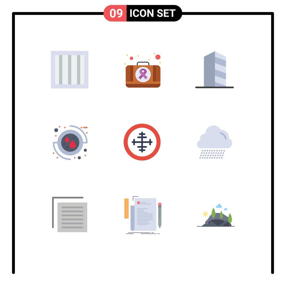 9 flaches Farbkonzept für mobile Websites und Apps Abzeichen Pflege Bau medizinisches Blut editierbare Vektordesign-Elemente vektor