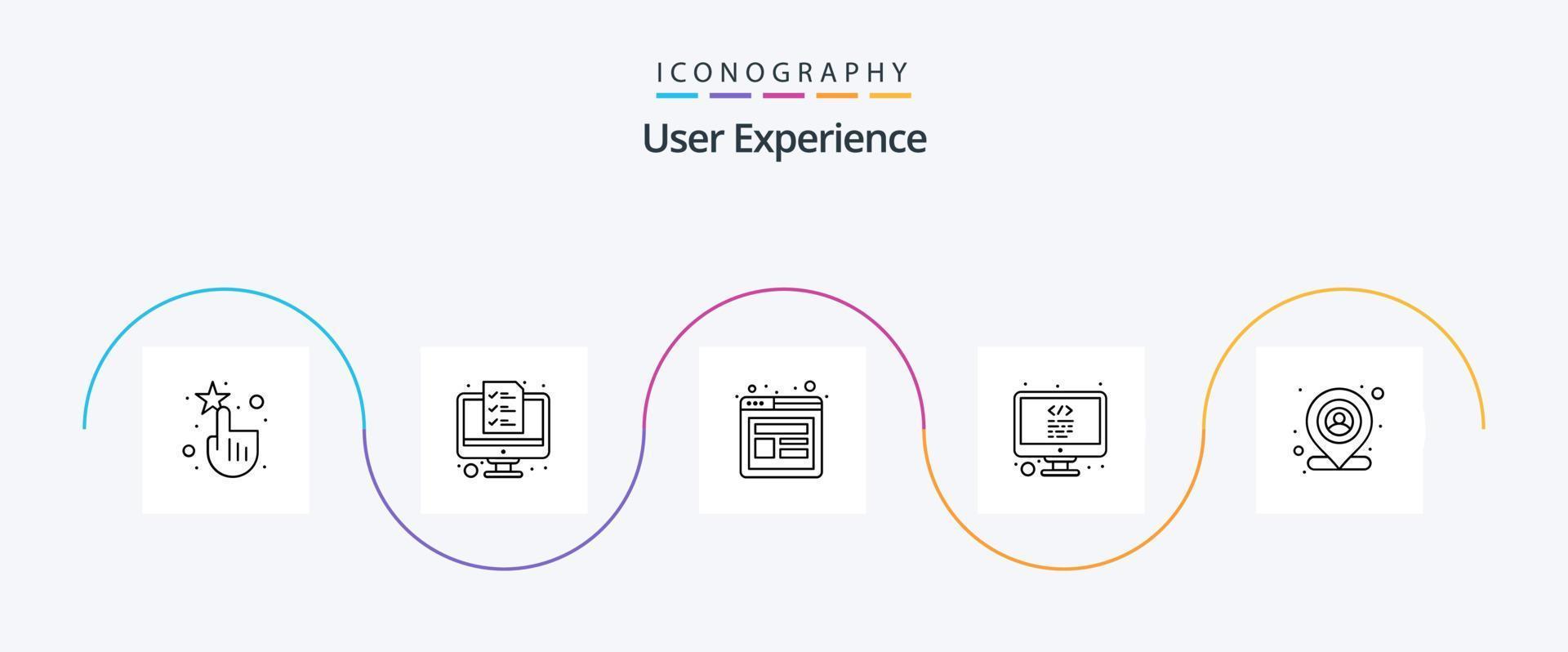 User Experience Line 5 Icon Pack inklusive User. Lage. Erfahrung. Bildschirm. lcd vektor