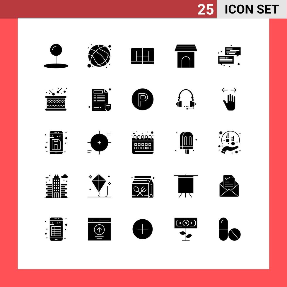 satz von 25 modernen ui symbolen symbole zeichen für dialog kommunikation gericht haushaltsgeräte editierbare vektordesignelemente vektor