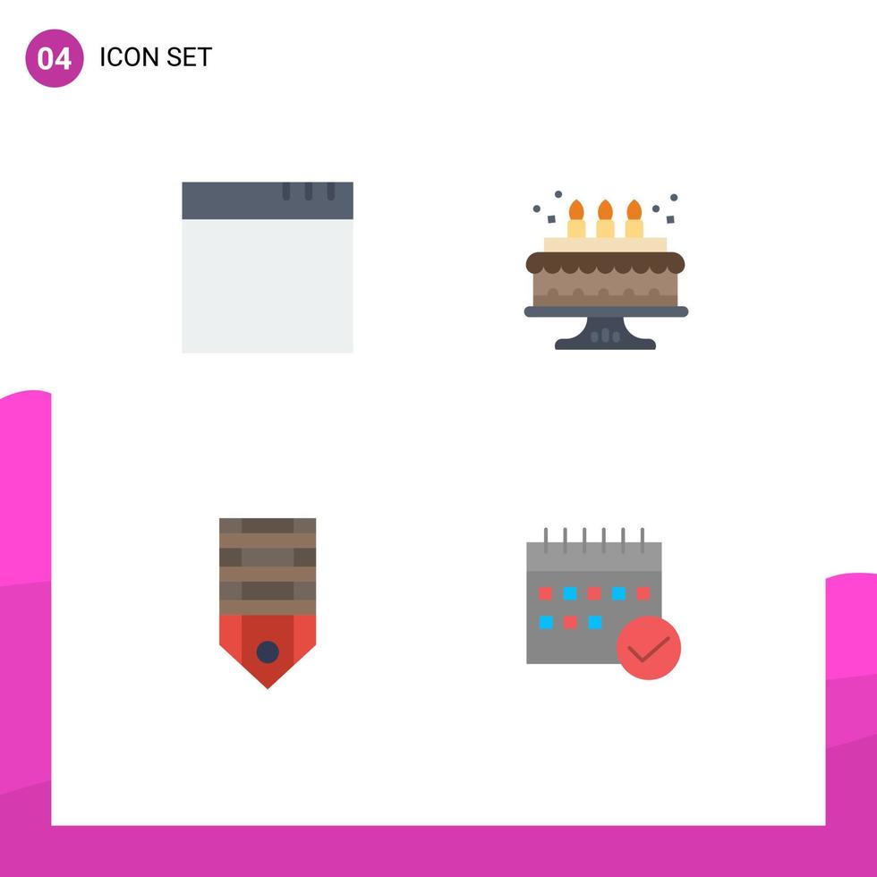 modern uppsättning av 4 platt ikoner och symboler sådan som app märka kaka militär godkänd redigerbar vektor design element