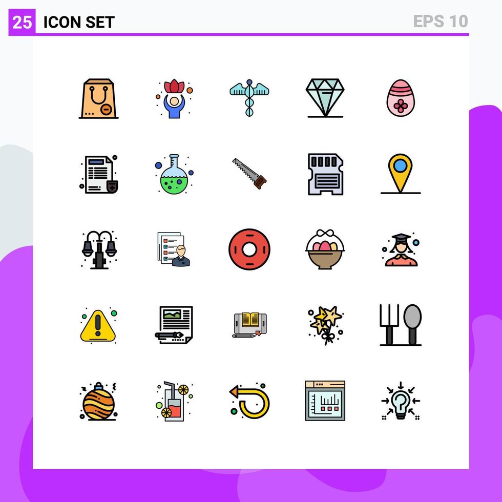 grupp av 25 fylld linje platt färger tecken och symboler för dyr Smycken wellness diamant hälsa redigerbar vektor design element