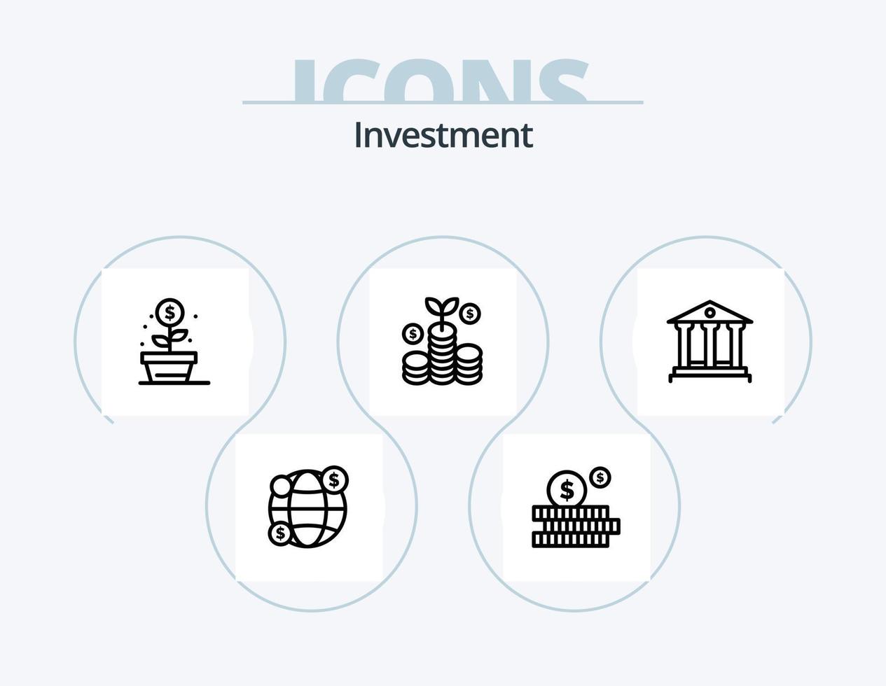 Investment Line Icon Pack 5 Icon Design. online. Geld. Unternehmen. Investition. Verdienste vektor