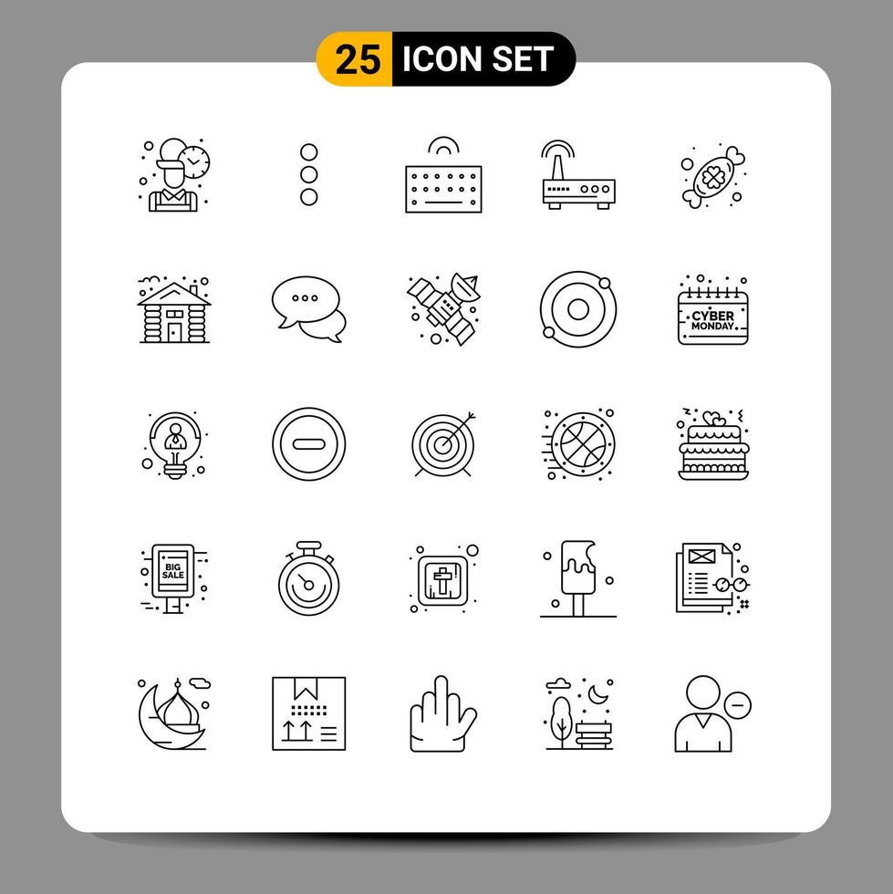 uppsättning av 25 kommersiell rader packa för dag godis tangentbord utbildning wiFi redigerbar vektor design element