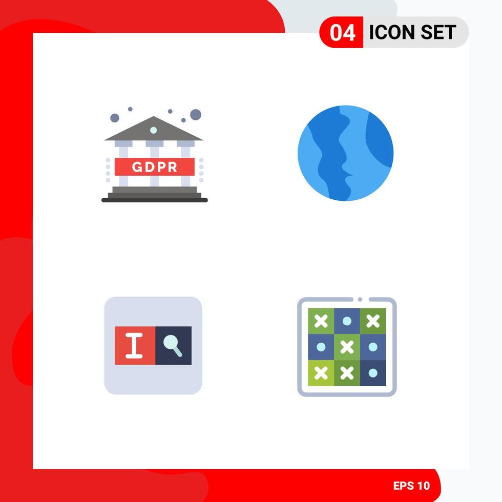 grupp av 4 platt ikoner tecken och symboler för data Sök global värld tac redigerbar vektor design element