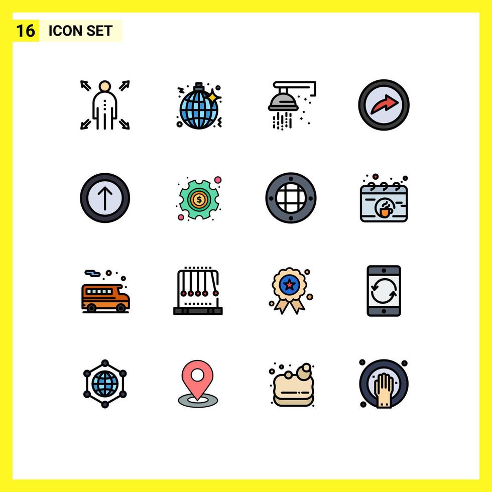 piktogram uppsättning av 16 enkel platt Färg fylld rader av redskap pil rörmokare ladda upp länk redigerbar kreativ vektor design element