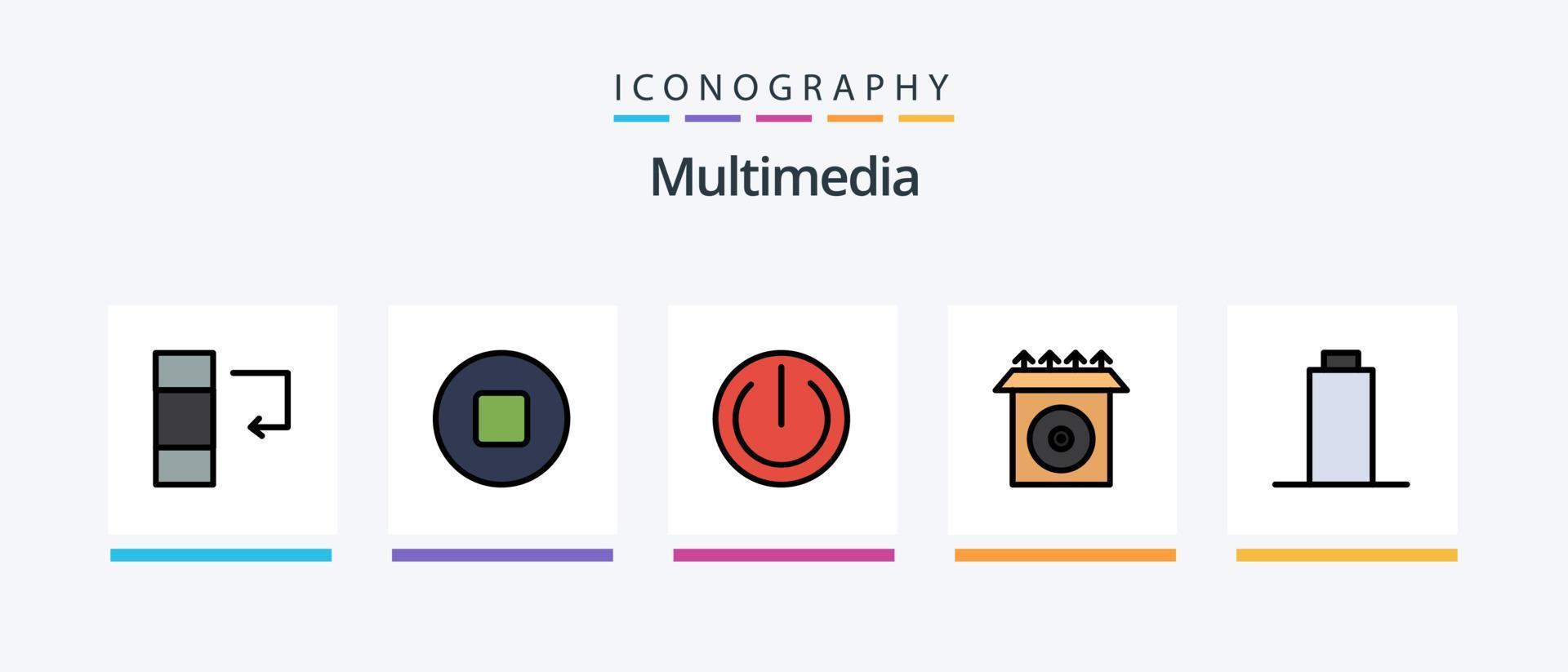 multimedia linje fylld 5 ikon packa Inklusive . pil. växla. kreativ ikoner design vektor