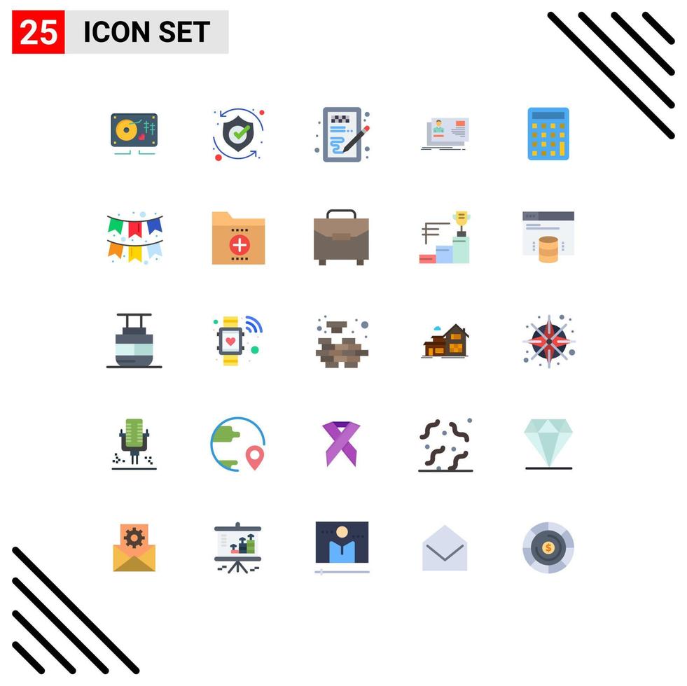 25 flaches Farbkonzept für mobile Websites und Apps-Karten-Benutzerlösungs-ID-Idee editierbare Vektordesign-Elemente vektor