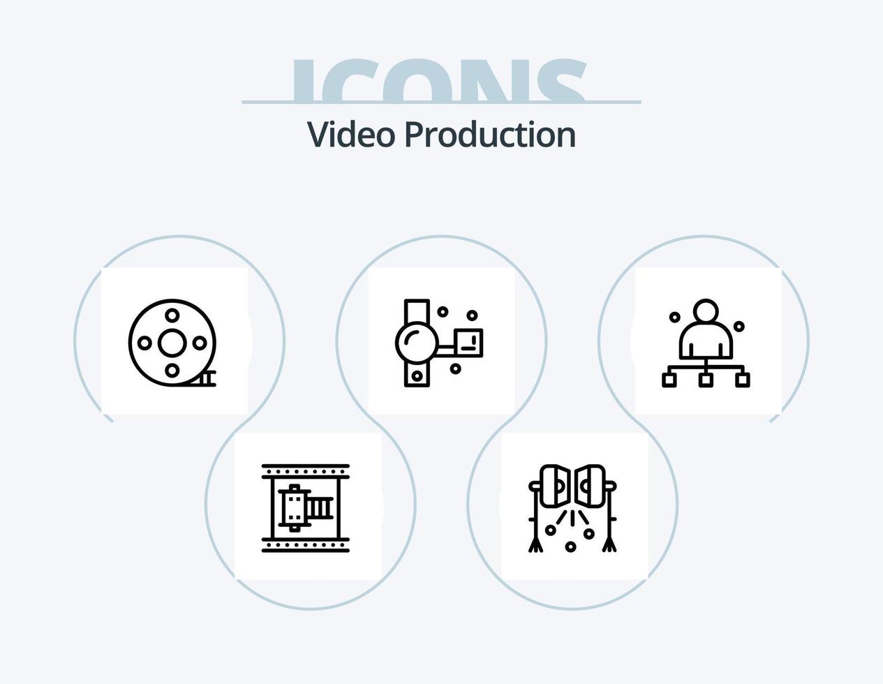 video produktion linje ikon packa 5 ikon design. kläpp. verkan kläpp. retro. ljud inspelning. digital audio vektor