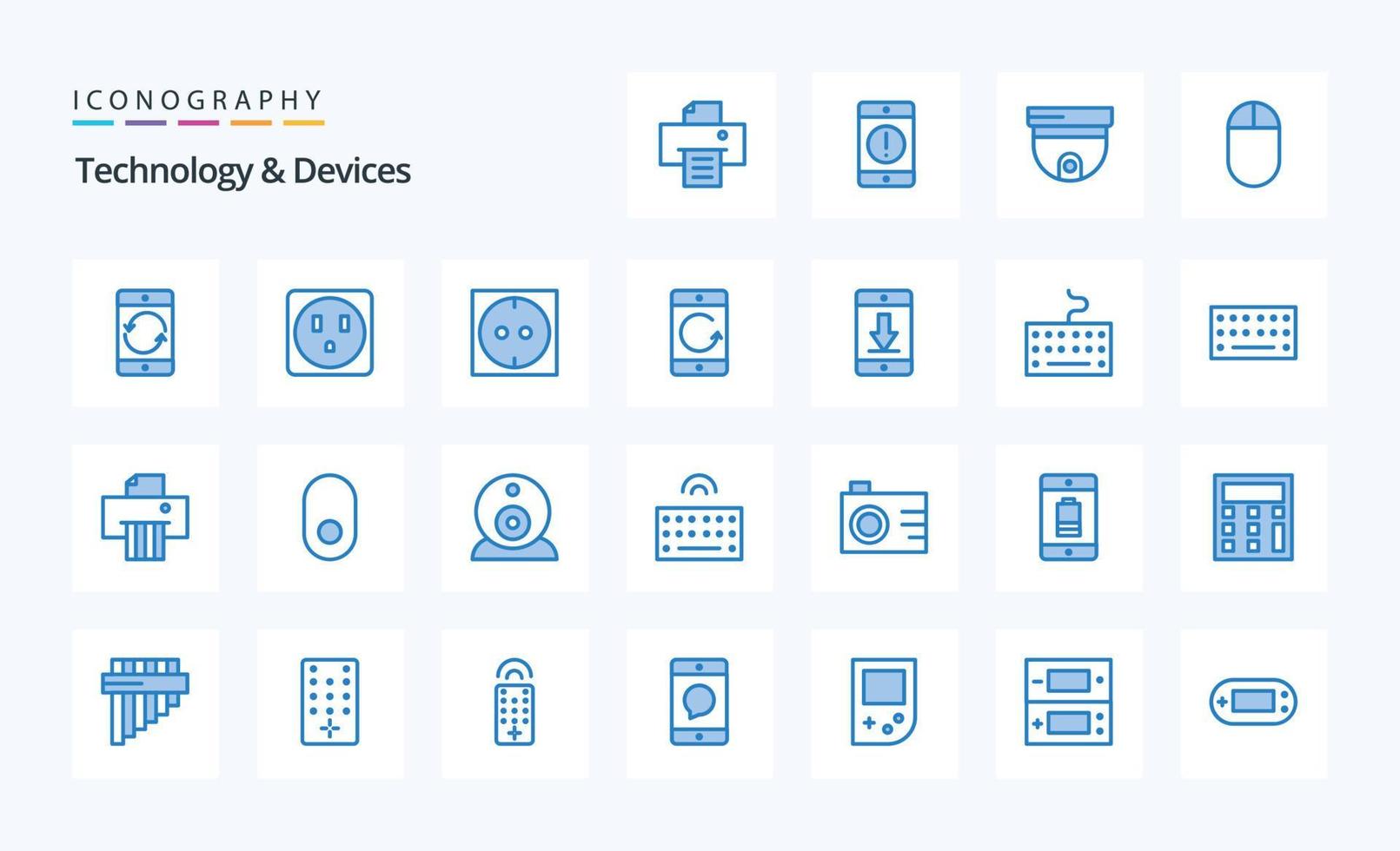 25 Geräte blau Icon Pack vektor