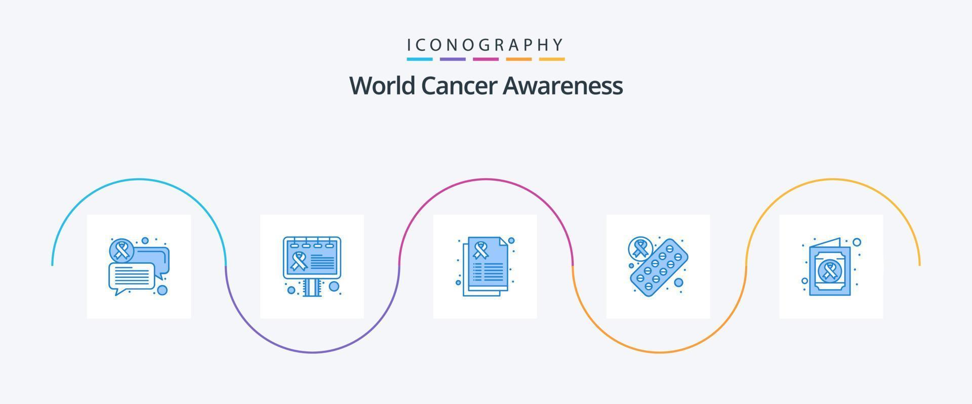 World Cancer Awareness Blue 5 Icon Pack inklusive. medizinisch. Gesundheit. Gesundheit. Medizin vektor