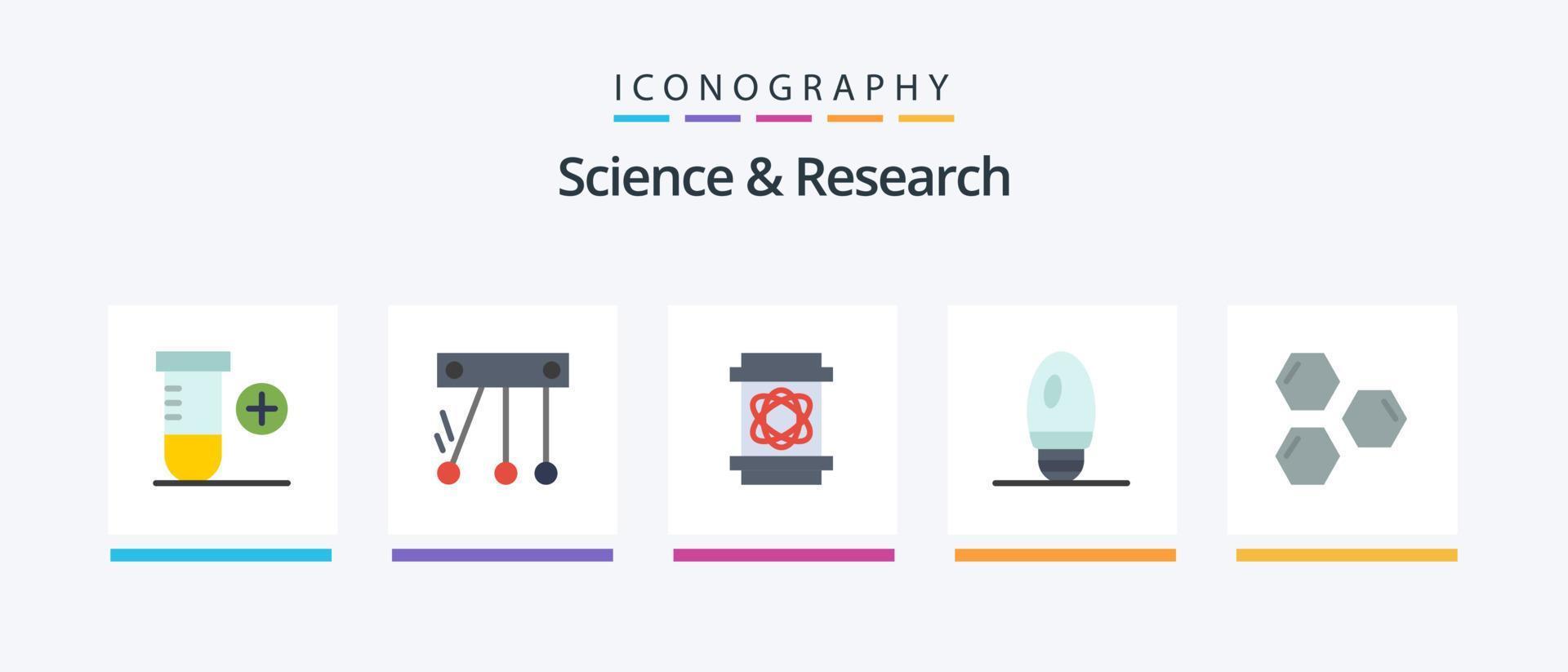 Science Flat 5 Icon Pack inklusive Leerzeichen. Wissenschaft. Wissenschaft. Hexagon. Lampe. kreatives Symboldesign vektor