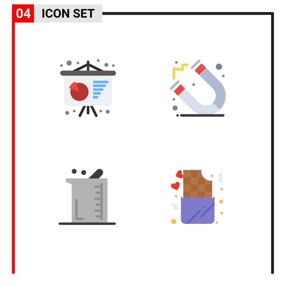 4 universell platt ikon tecken symboler av företag presentation kemi utbildning större choklad redigerbar vektor design element