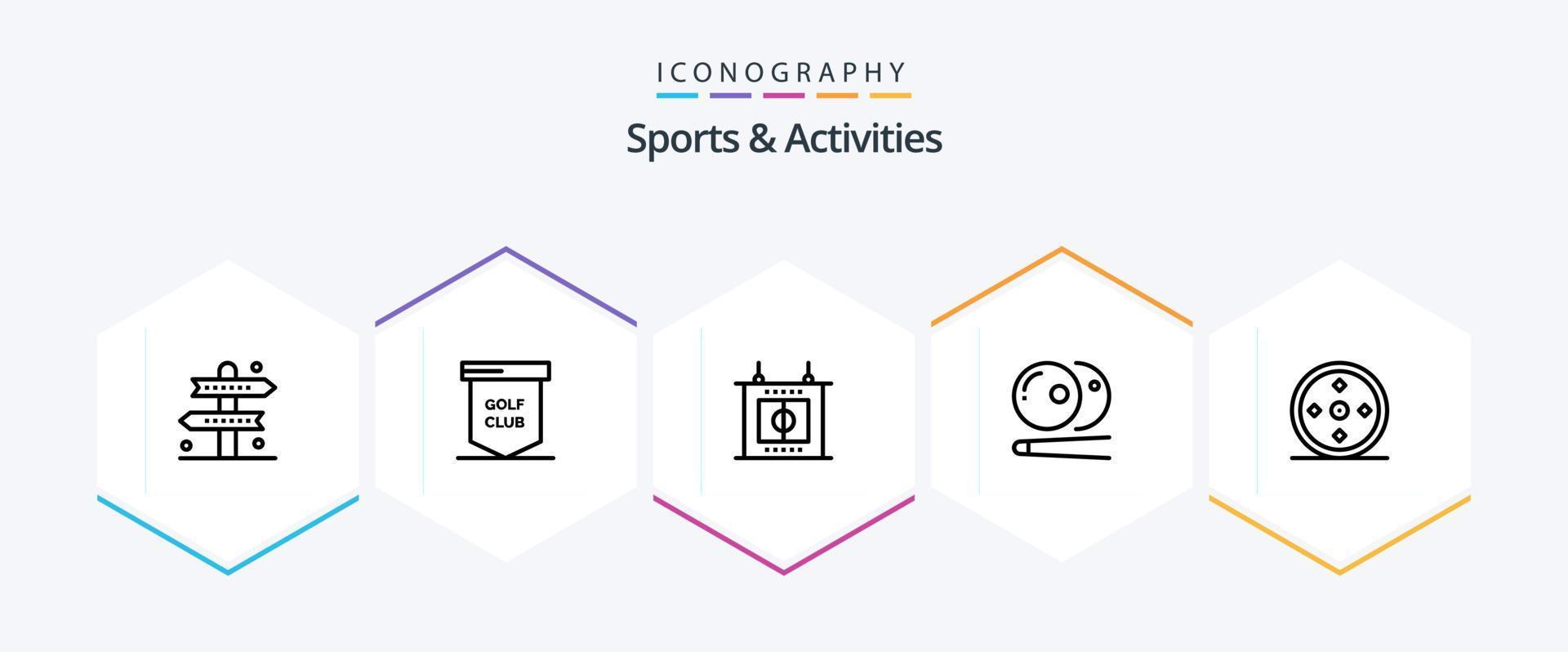 sporter och aktiviteter 25 linje ikon packa Inklusive fokus. snooker. sport. slå samman. sporter vektor
