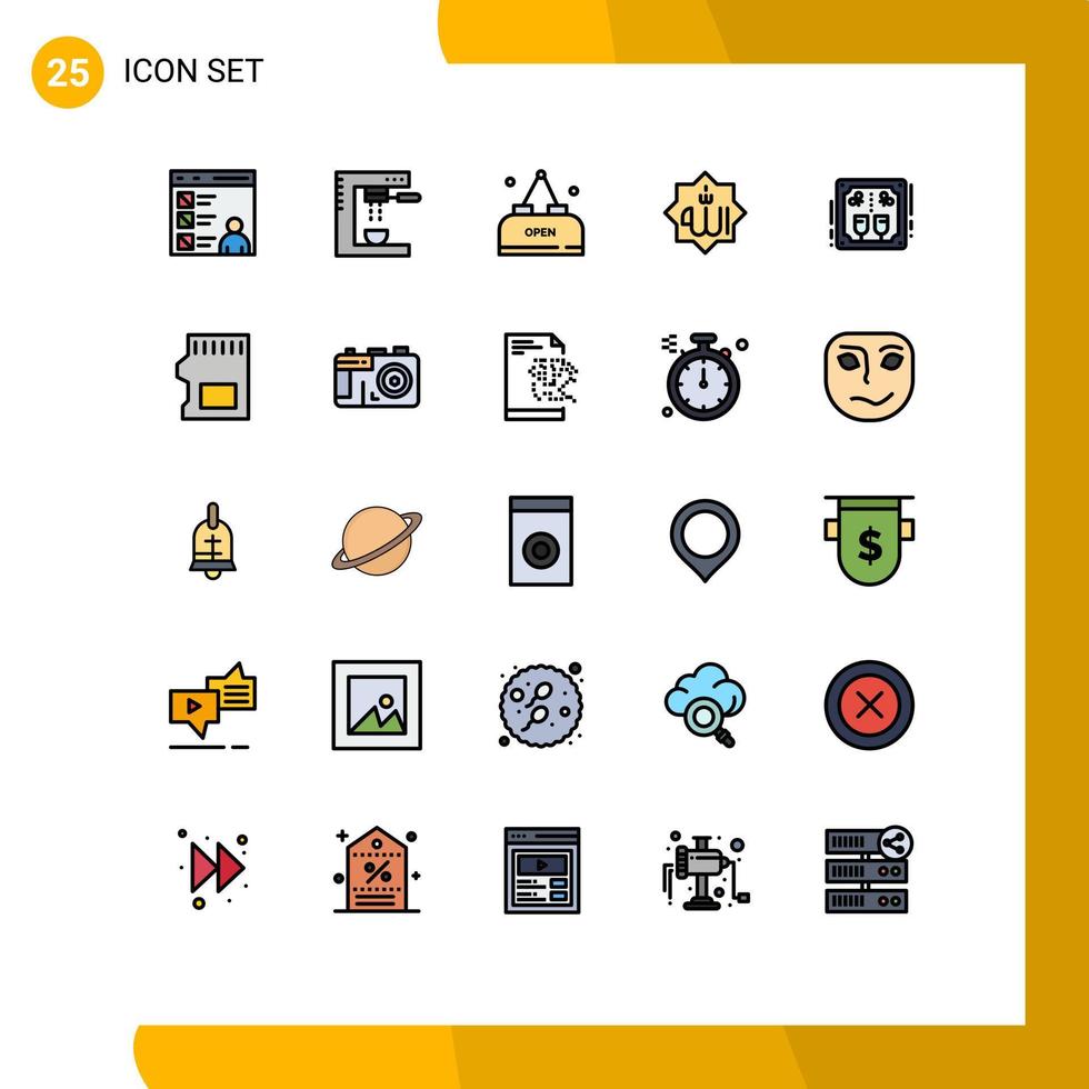 uppsättning av 25 modern ui ikoner symboler tecken för Gud islam mat allah måltid redigerbar vektor design element