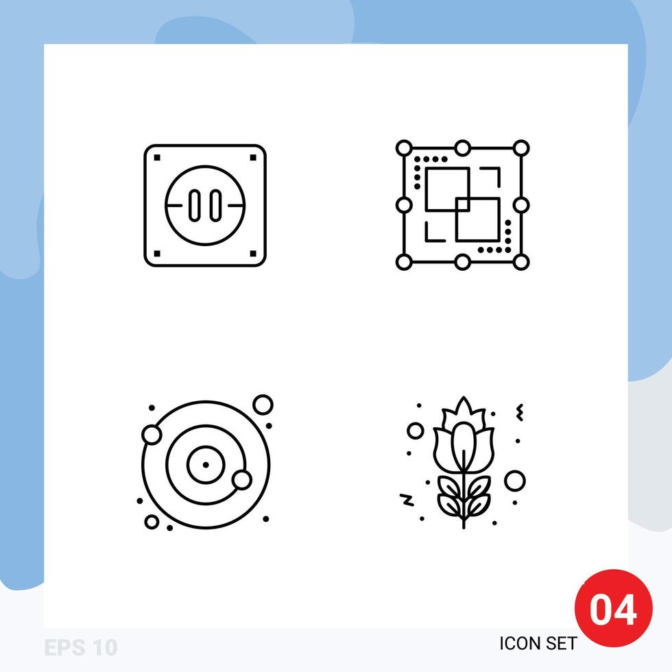 benutzeroberflächenpaket mit 4 grundlegenden gefüllten flachen farben der elektrischen orbitteilungspunktblüte editierbare vektordesignelemente vektor