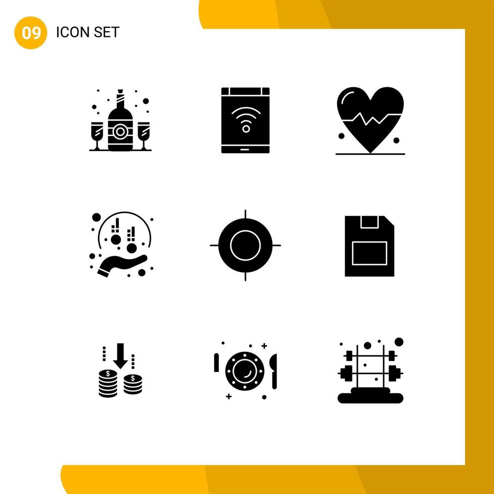 solides Glyphenpaket mit 9 universellen Symbolen für Feiertagshand-Smartphone-Fonds für wohltätige Zwecke editierbare Vektordesign-Elemente vektor