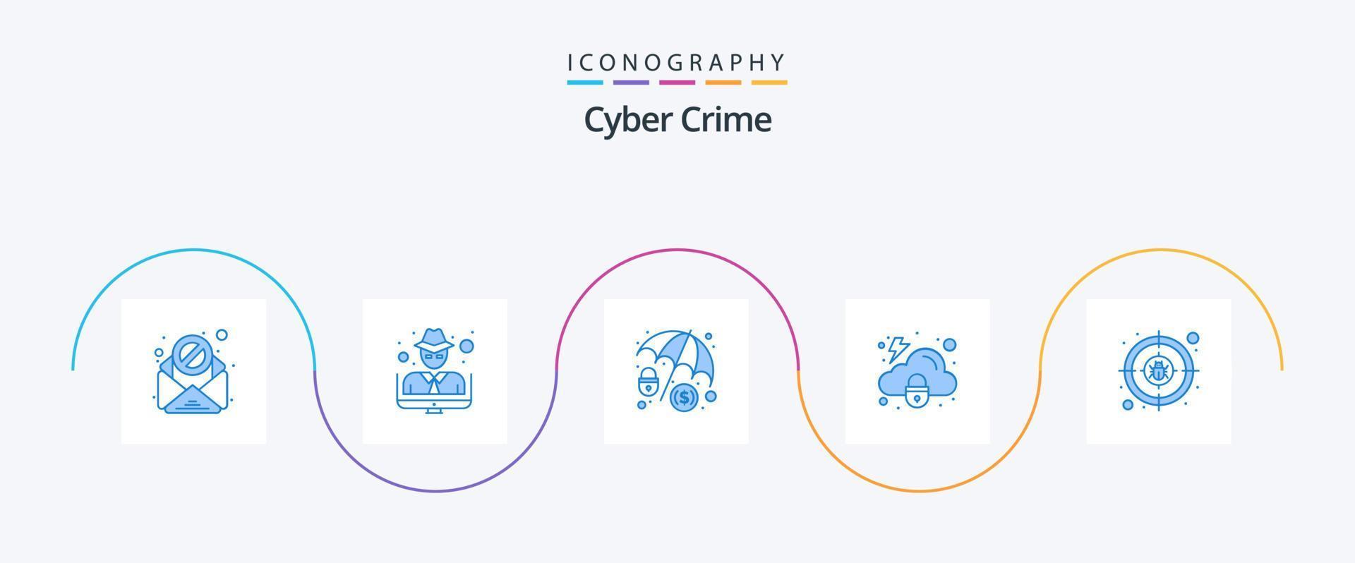 cyber brottslighet blå 5 ikon packa Inklusive internet. brottslighet. dollar skydd. säkerhet. låsa vektor