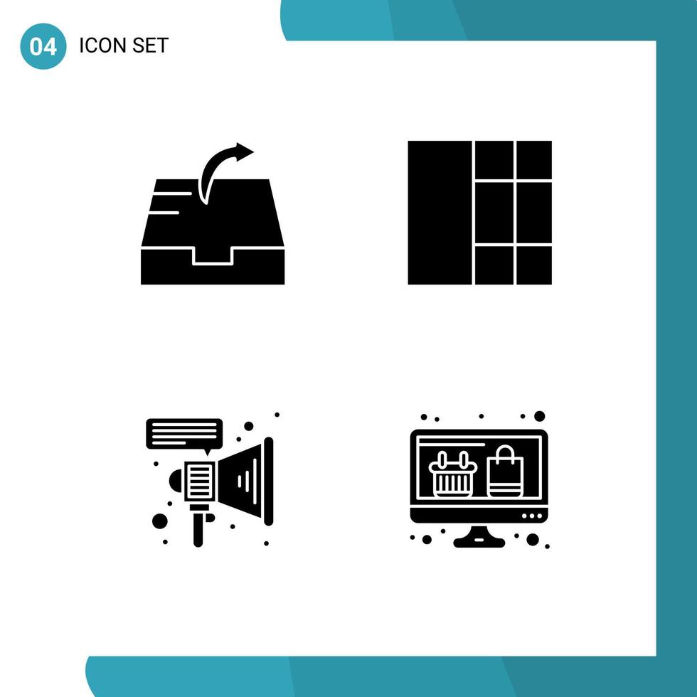 modern uppsättning av 4 fast glyfer och symboler sådan som post visa rutnät megafon uppkopplad handla redigerbar vektor design element