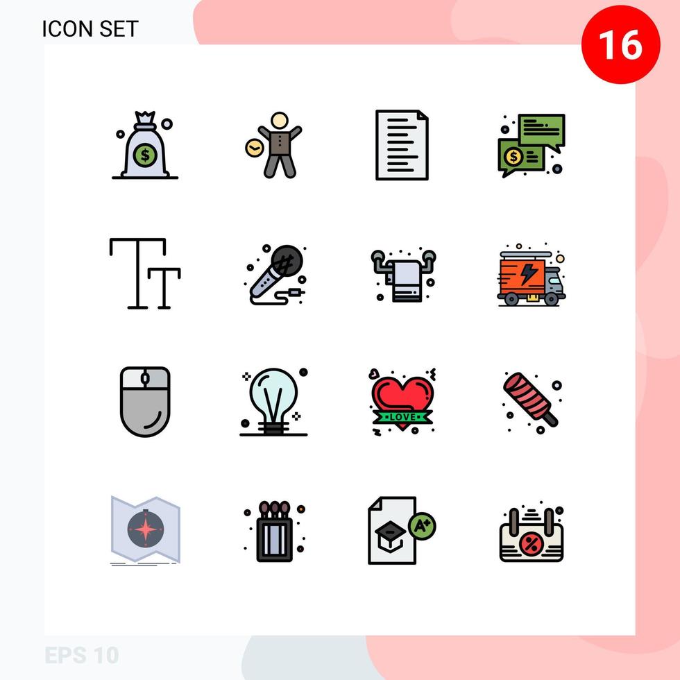 modern uppsättning av 16 platt Färg fylld rader pictograph av caps kommunikation koda meddelanden chatt redigerbar kreativ vektor design element