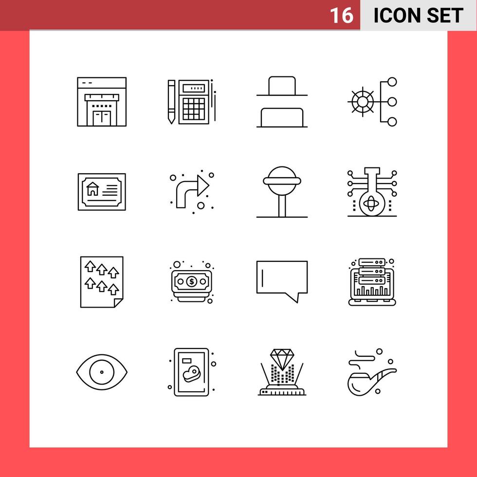 modern uppsättning av 16 konturer pictograph av Hem organisation botten förvaltning företag strukturera redigerbar vektor design element