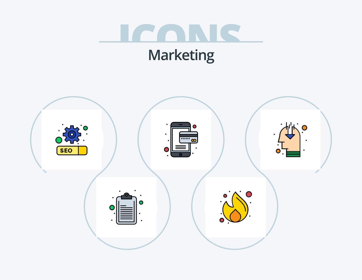 Marketing-Linie gefüllt Icon Pack 5 Icon-Design. Diskussion. Website. Dollar. Web-Einstellung. Schlüssel vektor